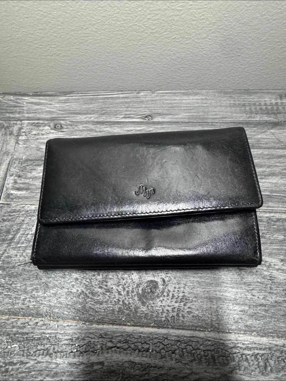 Monsac Black Leather Bi-Fold Wallet with Subtle Logo